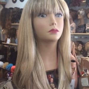 New Custom Full Wig Ash Blonde 22in Bob with bangs